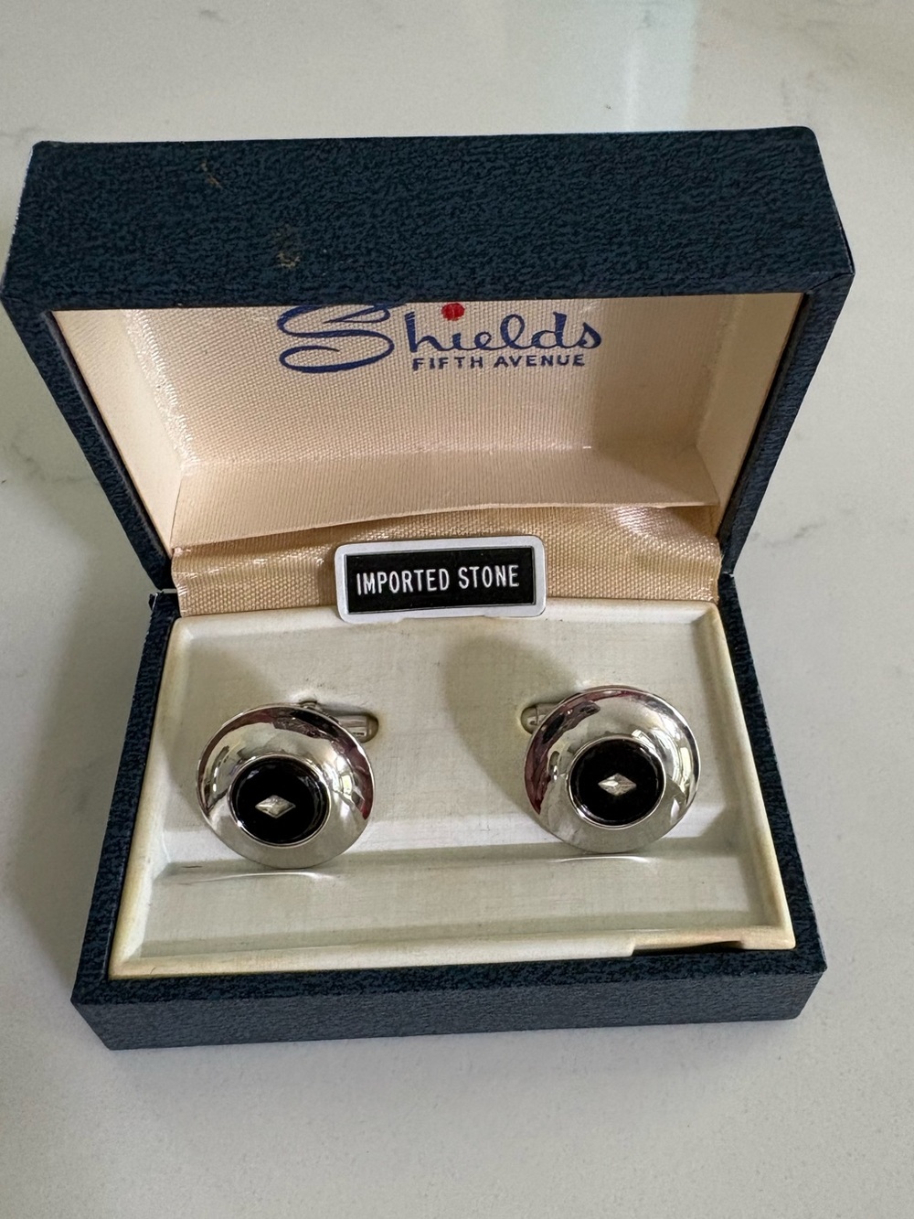 Silver Cufflinks with Black Stone